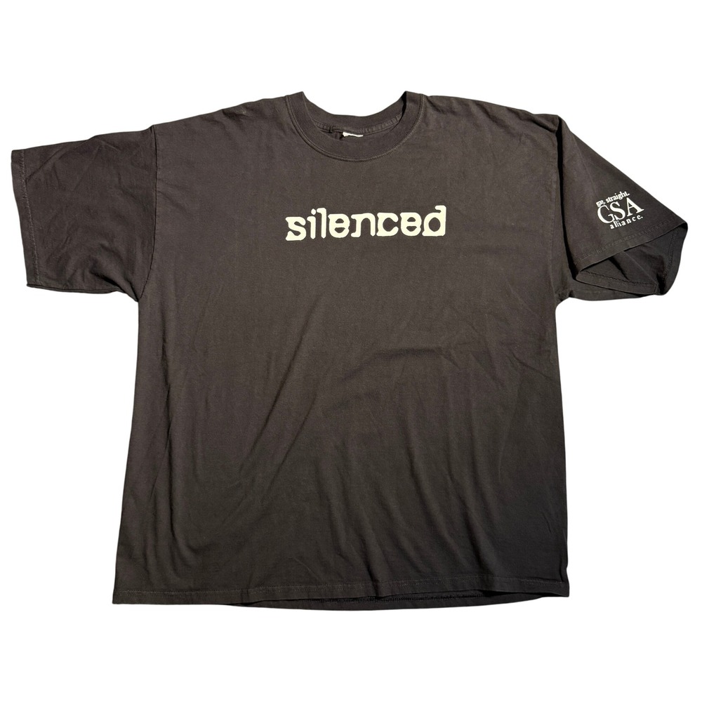 Vintage Gay Straight Alliance Silenced GSA T-Shirt Black 2004 Mens 2XL